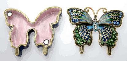 Blue Butterfly Cremation Keepsake shown open